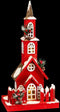 Kerstversiering Rood Hout Huis 17 x 18 x 56 cm