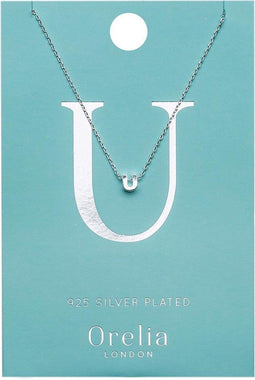 Orelia - Ketting met letterhanger U - Verstelbaar 40,5-45,5 cm - Zilverkleurig