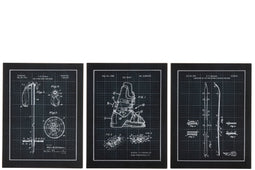 J-Line plakkaat Ski Accessoires - metaal - zwart/wit - 3 stuks