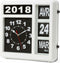 Perel - Vierkante klok met flip-over kalender - Analoog voor slechtzienden - Wit/zwart