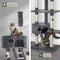 tectake® Kattenkrabpaal XXL - Plafondhoog 243-260cm - 2 Huisjes 2 Trappen 2 Speelballen - Grijs