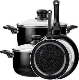CeraFusion 6-delige Keramische Pannenset - 2 Koekenpannen & 2 Kookpannen Ø 20 & 24 cm - PFAS-vrij (6-delig)