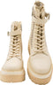 Liu Jo - Dames Boots - Combat boots met rits en vetersluiting - Beige - Maat 36
