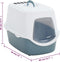 vidaXL - Kattenbak - met - deksel - 56x40x40 - cm - polypropeen - wit - en - blauw