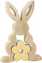 J-Line decoratie Konijn Met Bloem - hout - geel - small - paasdecoratie