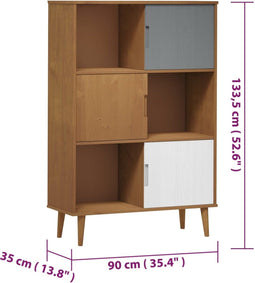 vidaXL - Boekenkast - MOLDE - 90x35x133,5 - cm - massief - grenenhout - bruin