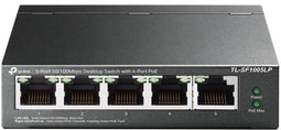 TP-Link TL-SF1005LP - Unmanaged Switch - 5x 100Mbps Ethernet - 4x PoE (802.3af) - PoE-budget 41W - Jumbo frames