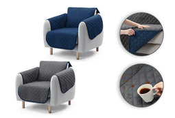 Home&Comfort - Bankhoes 1-Zits - Waterafstotend en Omkeerbaar - Blauw/Grijs