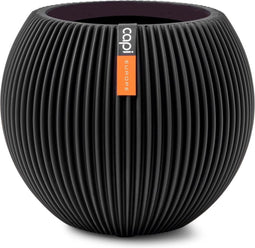 Capi Europe - Vaas bol Groove Black & Gold - 30x25 - Zwart - Opening Ø21.5 - Bloempot voor binnen - 5 jaar garantie - BGVBL104