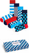 Happy Socks Gift Box - Unisex sokken - 4 paar vrolijke sokken - Lichtblauw/Wit/Rood (4-pack)