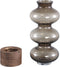 PTMD Cintia Brown glass vase bulb shape wooden base L