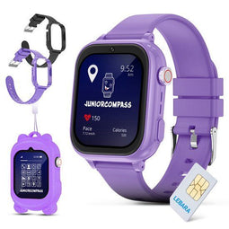 JuniorCompass Smartwatch Kinderen - GPS Tracker - 4G - Stappenteller - Inclusief Simkaart