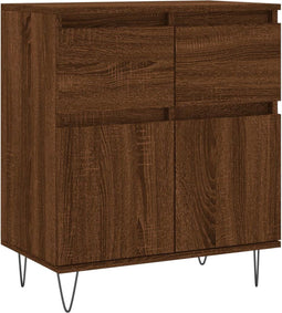 vidaXL - Dressoir - 60x35x70 - cm - bewerkt - hout - bruin - eikenkleur