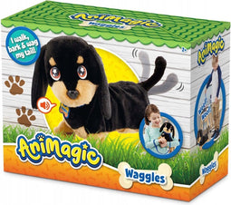 AniMagic Waggles - Interactieve Knuffel Hond - Zelf lopen en geluid - Zwart