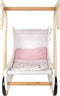 Small foot Poppenwagen zwaan - Houten speelgoed - Omkeerbaar beddengoed - Wit / Roze