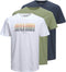 JACK&JONES ORIGINALS JORBRADY TEE - T-shirt korte mouw - 3-pack met logo print - Blauw Groen Wit (3-pack)