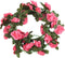 Kerstslingers met bloemen 6 st 240 cm roodroze