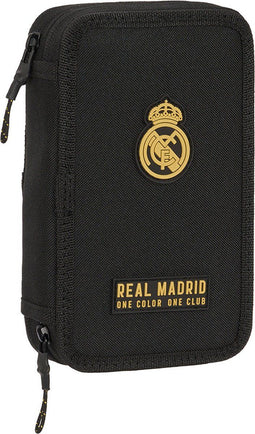 Dubbele etui Real Madrid C.F. Zwart 12.5 x 19.5 x 4 cm (28 Onderdelen)