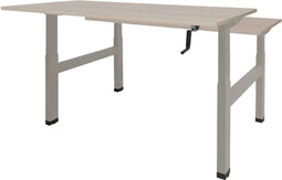 Dextro zit/sta hoogte slinger verstelbare Duo werkplek 2 x 140 x 80 cm, frame wit RAL 9010 blad 25 mm. melamine Schaduwzwart