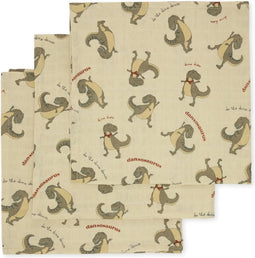 Konges Slojd Hydrofiele Doeken Dansosaurus - Set van 3