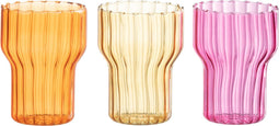 J-Line kaarshouder Beker - glas - oranje/roze/oker - 3 stuks