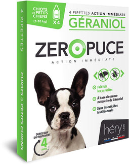 Héry Zéro Puce - Vlooiendruppels hond - Natuurlijke geraniol zonder chemicaliën - (4 pip)