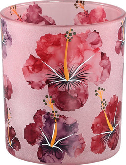 PTMD denise roze glazen theelicht hibiscus bloemen