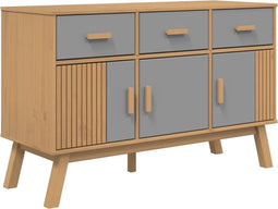 vidaXL - Dressoir - OLDEN - 114x43x73,5 - cm - massief - grenenhout - grijs - en - bruin