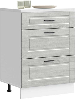 vidaXL - Keuken - onderkast - Porto - bewerkt - hout - grijs - sonoma - eiken