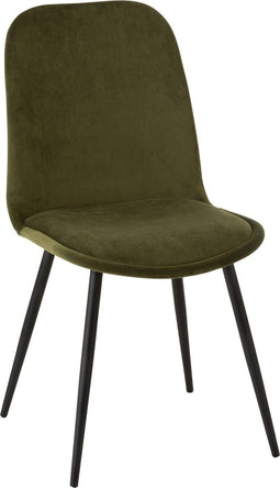 J-Line stoel Claire - metaal/textiel - groen - 2 stuks