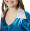 dressforfun - Stralende Disco Starlet 140 - Onesy neonblauw met glanzende details - (9-10y)