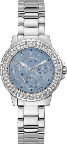 Guess GW0410L1 Crown Jewel - Horloge - Staal - Zilverkleurig met blauwe wijzerplaat