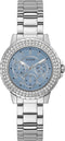 Guess GW0410L1 Crown Jewel - Horloge - Staal - Zilverkleurig met blauwe wijzerplaat