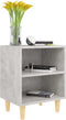 vidaXL - Nachtkastjes - 2 - st - met - houten - poten - 40x30x50 - cm - betongrijs