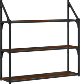 vidaXL - Wandrek - 3-laags - 80x21x78,5 - cm - bewerkt - hout - bruin - eikenkleur