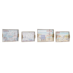 Set van trays DKD Home Decor Multicolour Hout MDF 40 x 30 x 6 cm (2 Stuks) (12 Stuks)