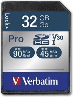 Verbatim 32GB Pro UHS-I U3 SDHC - Geschikt voor 4K video - Klasse 10