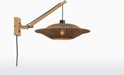 GOOD&MOJO Wandlamp Bali - Bamboe/Zwart - 55x44x44cm - Binnen Scandinavisch,Bohemian