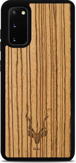 Kudu Samsung Galaxy S20 hoesje case - Houten backcover - Handgemaakt en afgewerkt met duurzaam TPU - Zebrano - Zwart