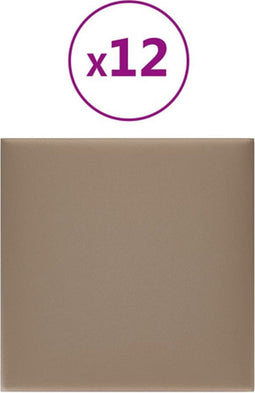 vidaXL - Wandpanelen - 12 - st - 1,08 - m² - 30x30 - cm - kunstleer - cappuccinokleurig