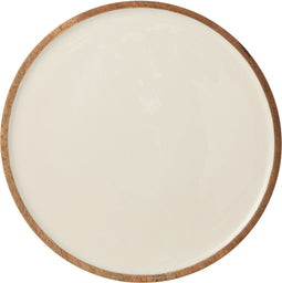 J-Line Kos plateau - hout - dienblad - bruin & wit - medium - woonaccessoires