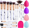 15 delige Make-up kwasten marmerlook - hoge kwaliteit - synthetisch - make-upspons