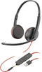 Poly Blackwire C3225 - Draadheadset - Noise-cancelling microfoon - Rood Zwart