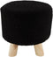 Poef Bouclé met houten poten - Zwart | Meubelplaats