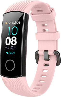iMoshion Bandje Geschikt voor Honor Band 4 - iMoshion Siliconen band zwarte gesp met design met installatiehulp - Roze