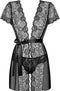Obsessive - Alluria Kimono & String Zwart S/M