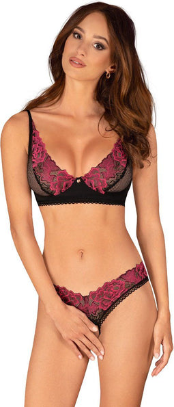 Obsessive - Kruisloze BH-Set - Zwart/Paars