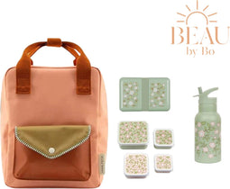 BEAU by Bo Sticky lemon rugzak small + A little lovely company back to school set Bloesem groen