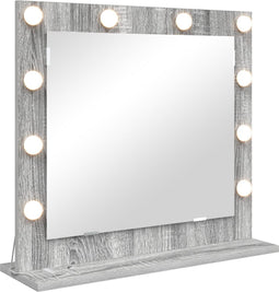 vidaXL - Make-upspiegel - met - LED-verlichting - Grijs - Sonoma - 60x55x18 - cm