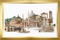 Thea Gouverneur - Borduurpakket met telpatroon - 499A - Voorgesorteerde DMC Garens - Rome Italië - Aida - 79 cm x 50 cm - DIY Kit
